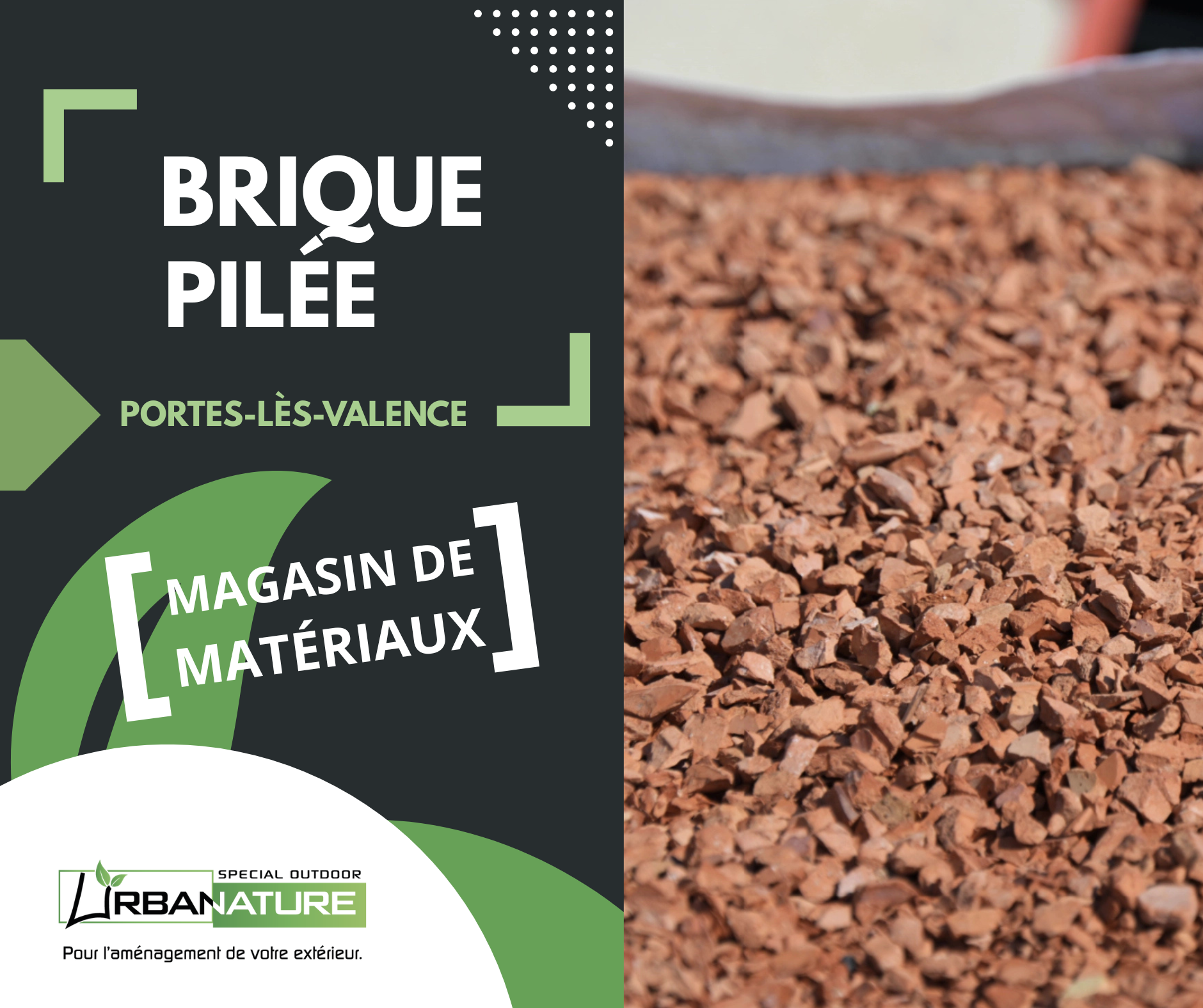 MAgasin de brique pilée dans la Drôme à Côté de Valence.